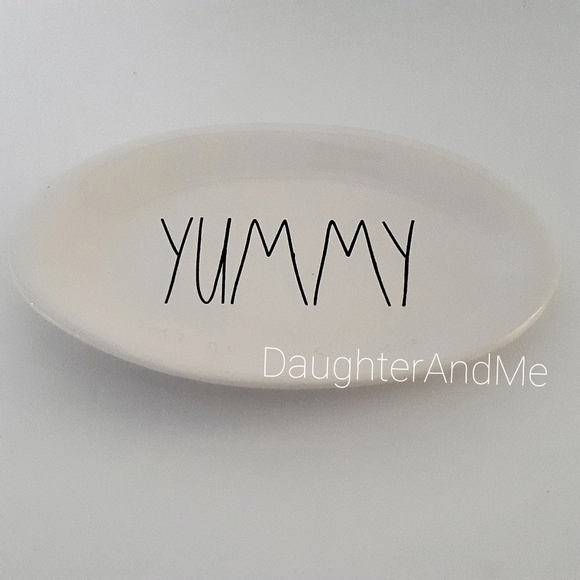 New! Rae dunn LET'S EAT TASTE YUMMY Oval Plates - Picture 4 of 4